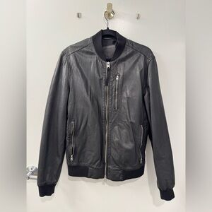 All Saint’s Black Leather Bomber Jacket - Size Small
